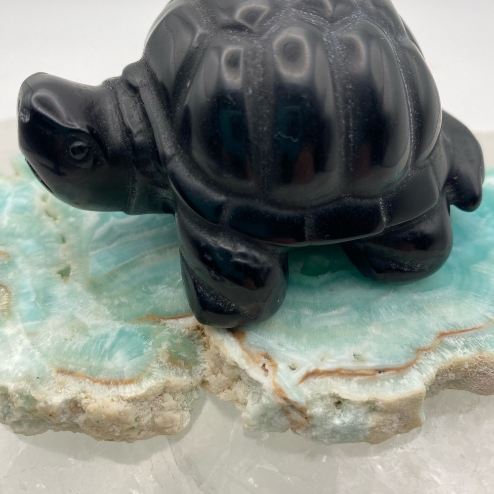 Black Obsidian Turtle Figurine